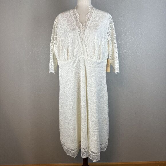 Kiyonna Womens Dress Wedding Belle Style Size 3X Bridal Dress Cocktail Length - Picture 1 of 9